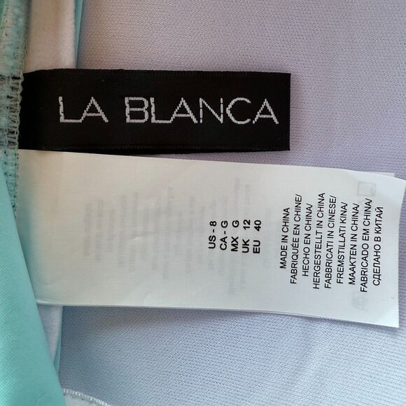 NWT La Blanca Island Goddess Ruffled Bandeau One Piece Swimsuit in Seafoam Sz 8 - Picture 8 of 14